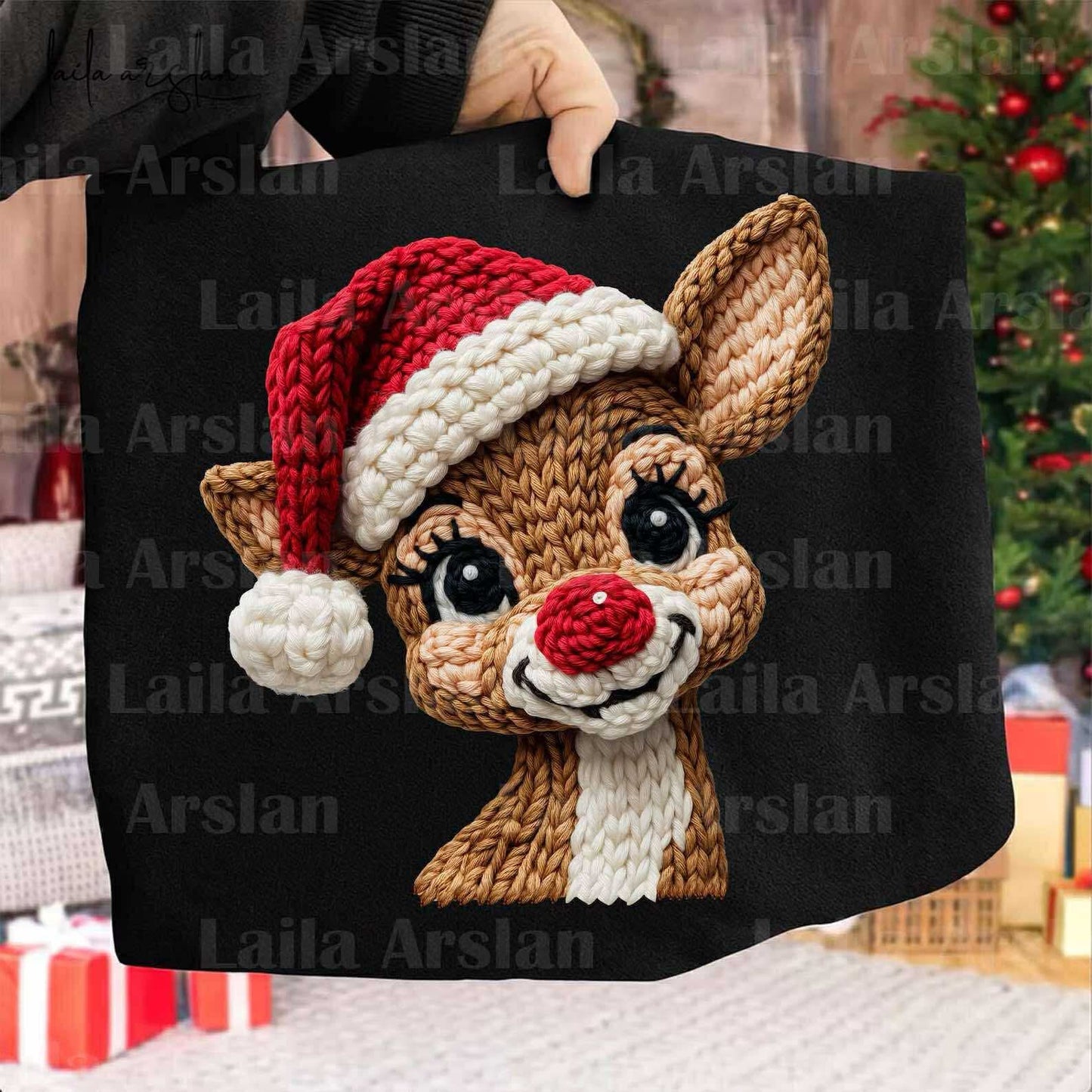 Santa hat Reindeer (transfer)