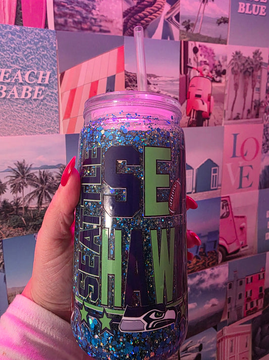Pre-made Seahawks Glitter Cup