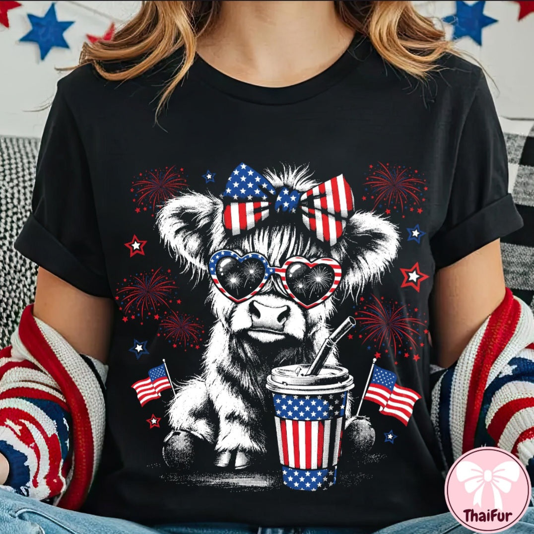Patriotic Highland Cow (Transfer)